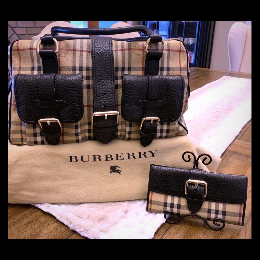 Burberry classic Haymarket tote and wallet